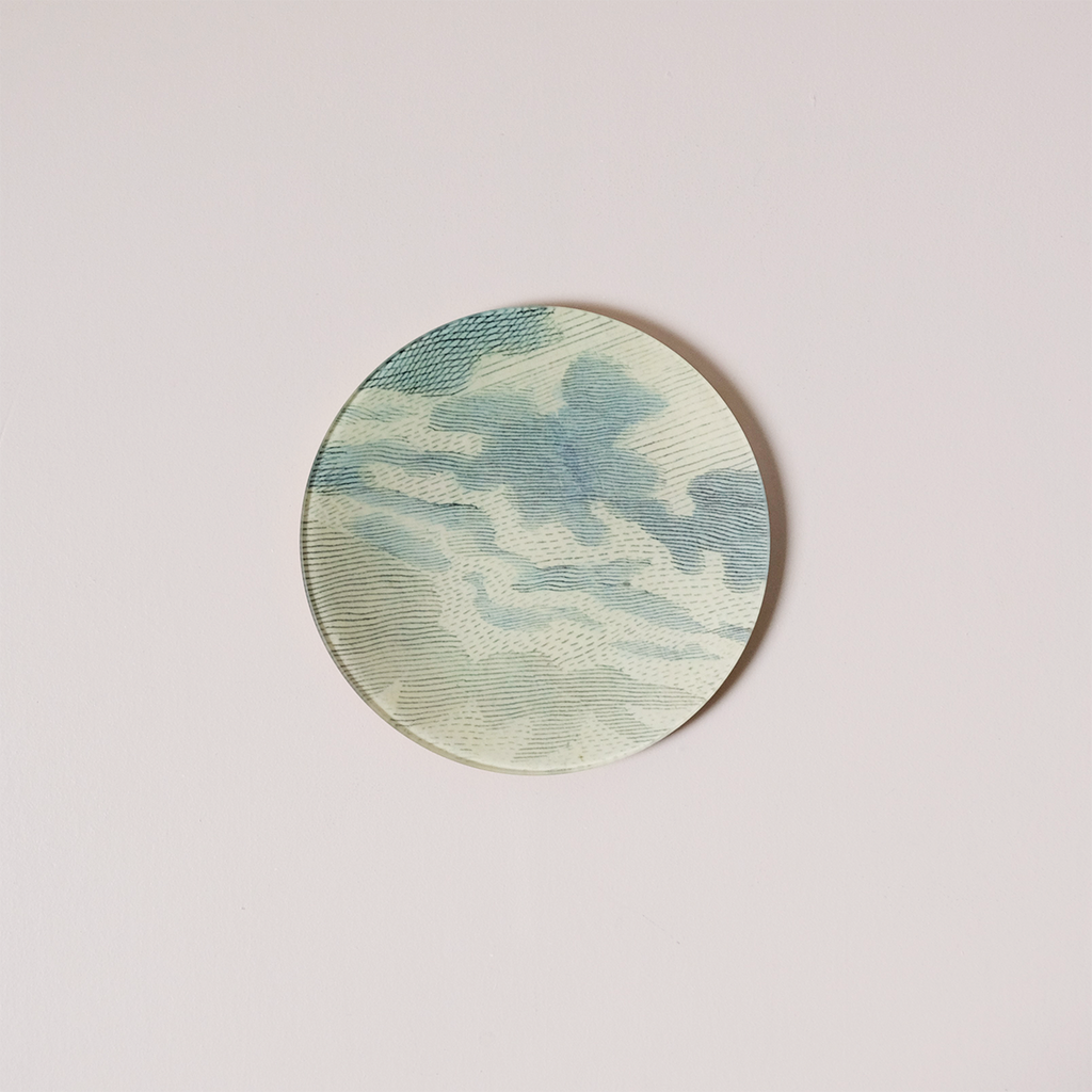 7" Round Dish, Clouds