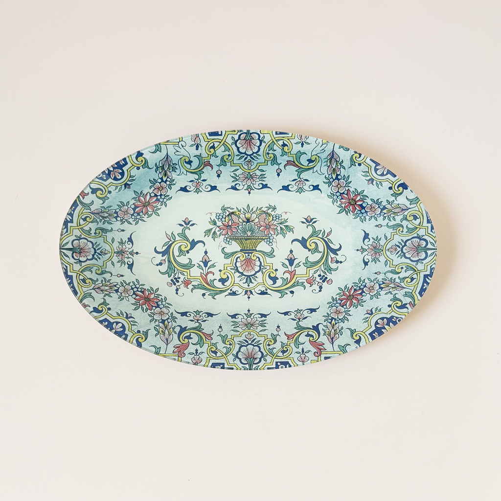 9" x 14" Deep Oval, Plateau Faience a Huit Pans