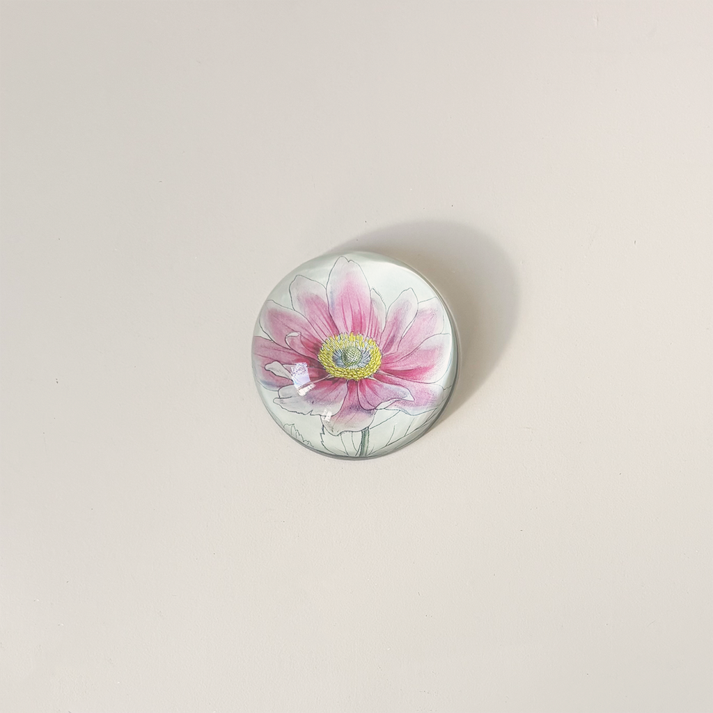 Dome Paperweight, Anemone Japonica Pink