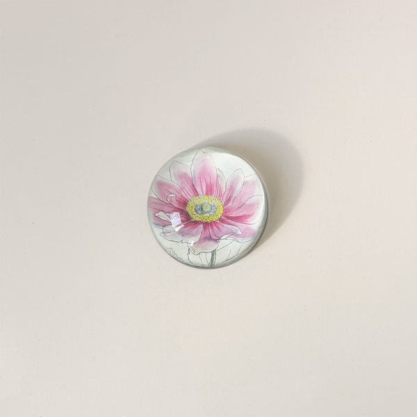 Dome Paperweight, Anemone Japonica Pink