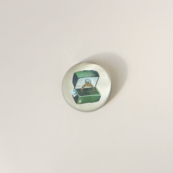 Dome Paperweight, Green Velvet Ring Box