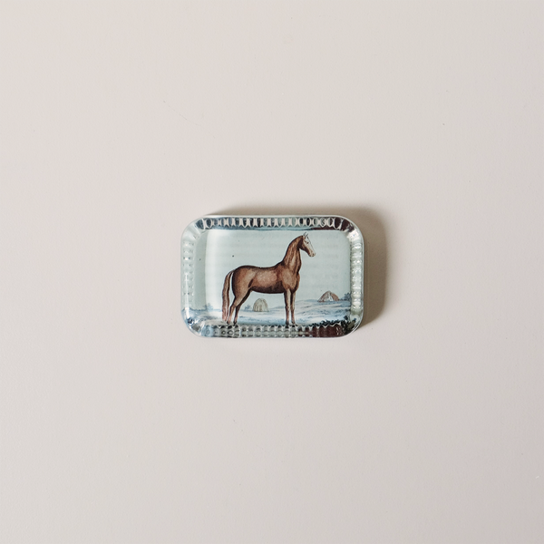 Dotted Edge Paperweight, Brown Horse 5