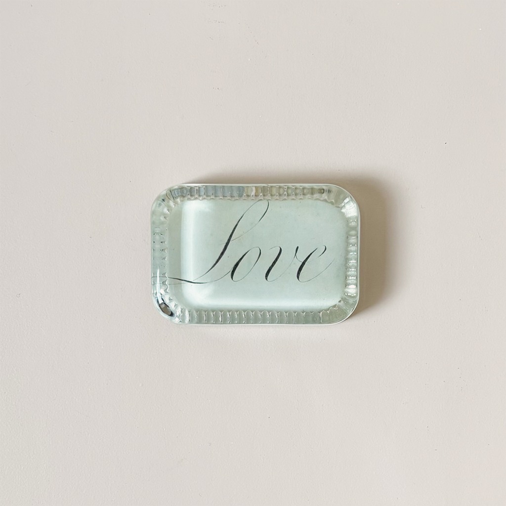 Dotted Edge Paperweight, Love (Script)