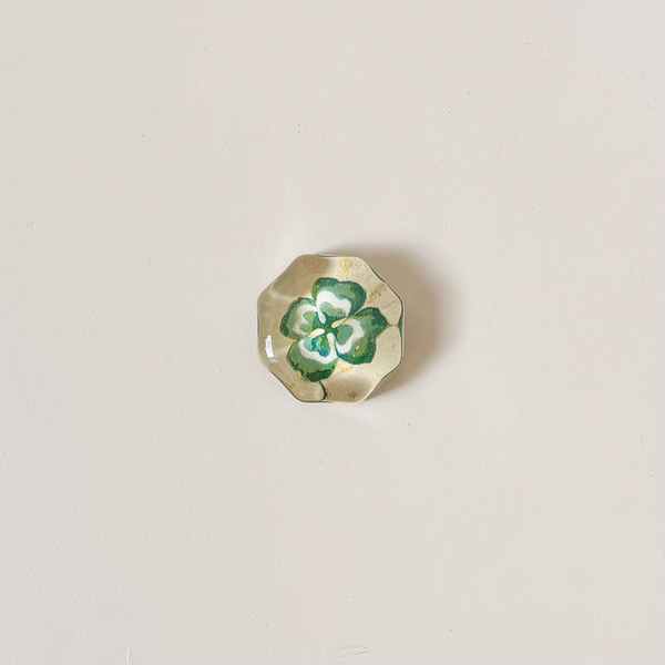 Octagonal Charm Paperweight, Variegated 4 Leaf Clover