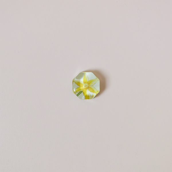 Octagonal Charm Paperweight, Yellow Narcissus