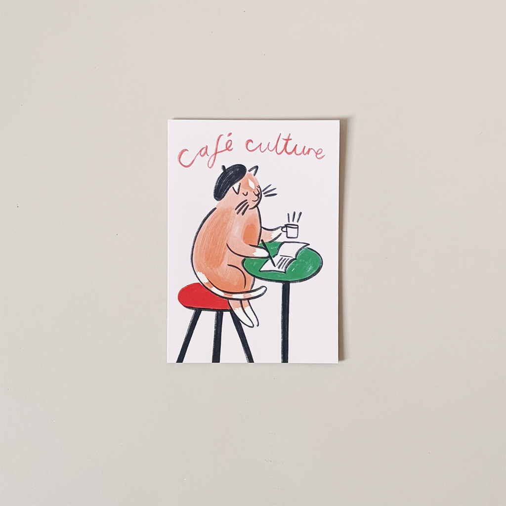 Cafe Culture Cat Note Card
