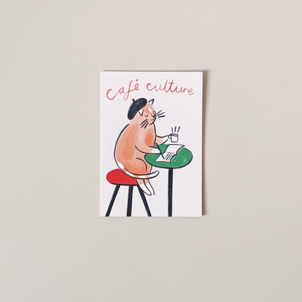 Cafe Culture Cat Note Card