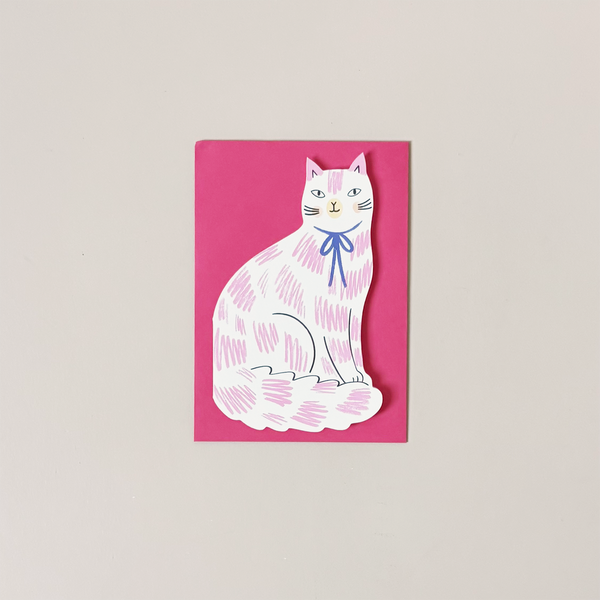 Pink Sitting Kitty Note Card