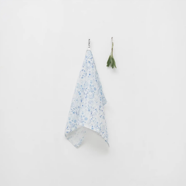 Linen Kitchen Towel Botanical Blue