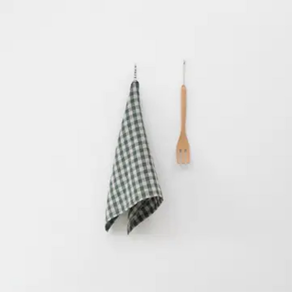 Linen Kitchen Towel Forest Green Gingham
