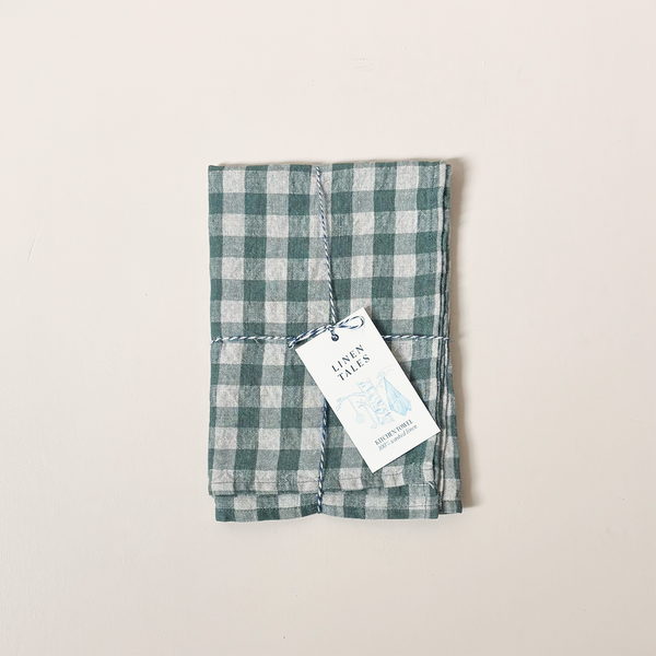 Linen Kitchen Towel Forest Green Gingham
