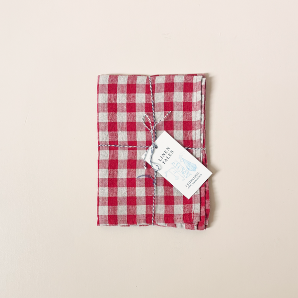 Linen Kitchen Towel Red Gingham