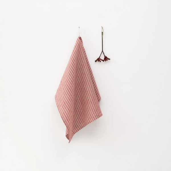 Linen Kitchen Towel Red Stripe