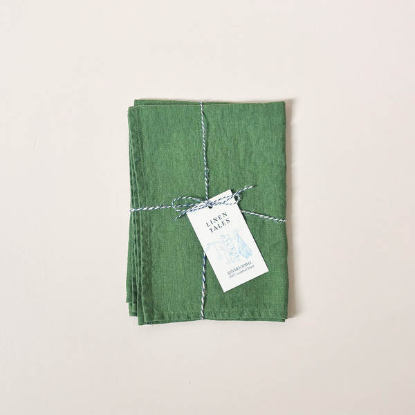 Linen Kitchen Towel True Green