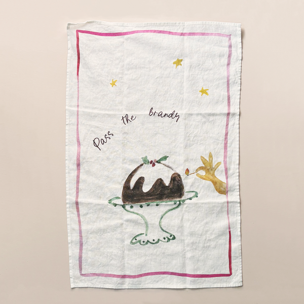 Pass The Brandy Linen Tea Towel