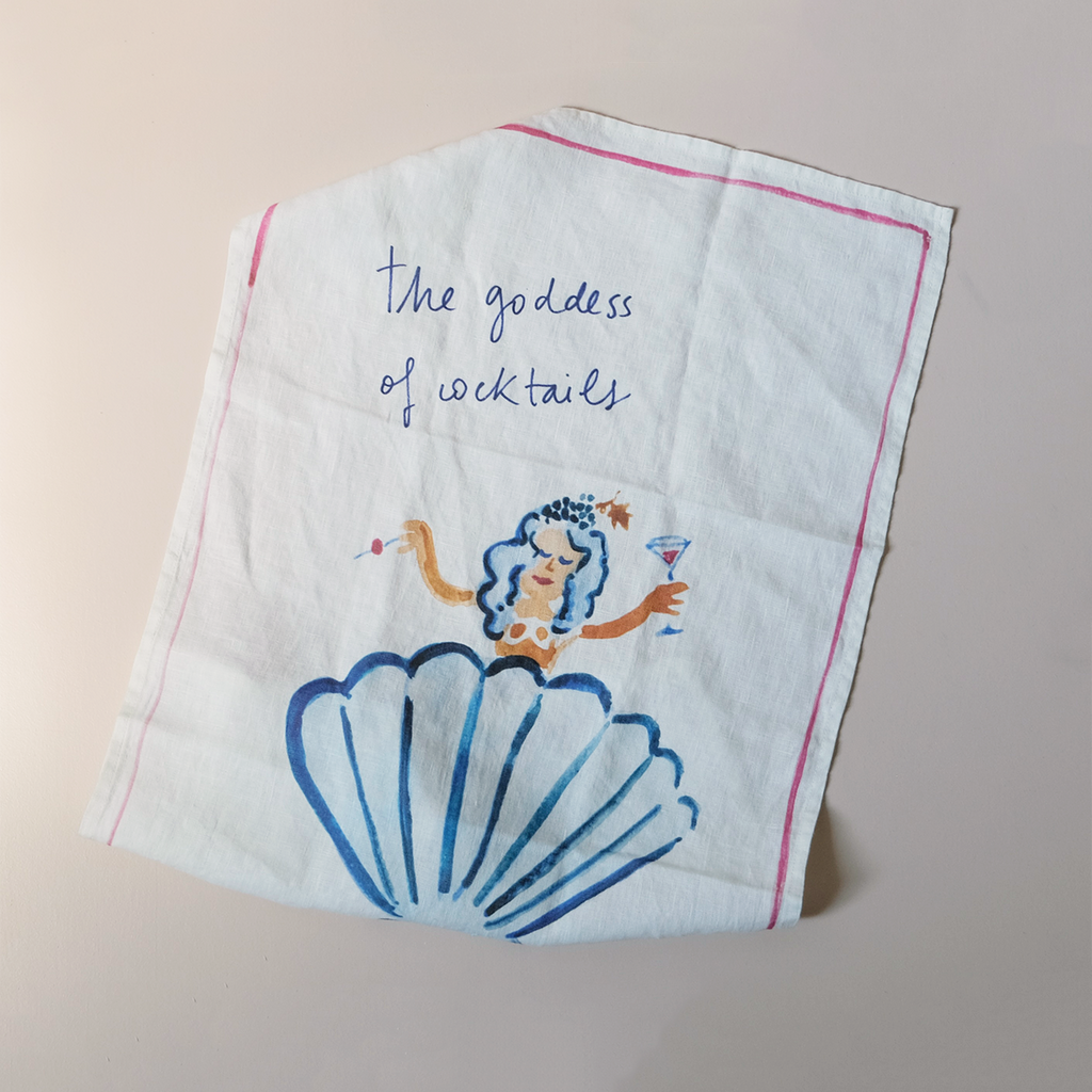 The Goddess of Cocktails Linen Tea Towel