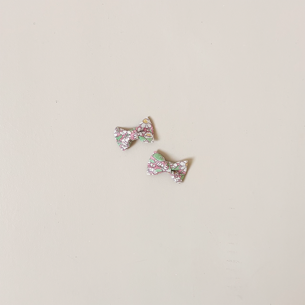 Liberty Alice Peach Mini Bow Hair Clip Set