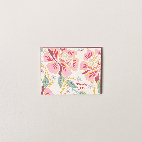 Peony Pattern Thank You Note Card