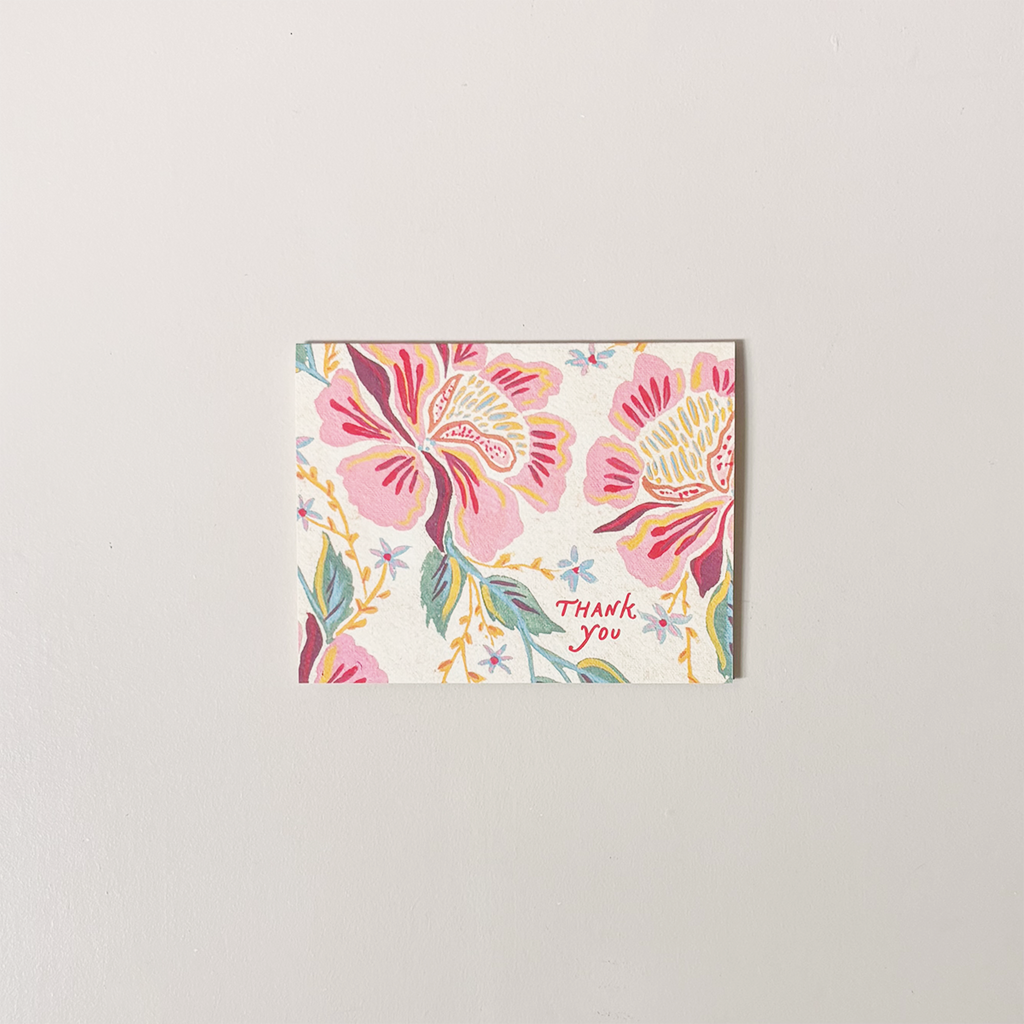 Peony Pattern Thank You Note Card