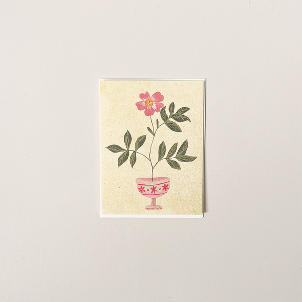 Pink Floral Vase Note Card