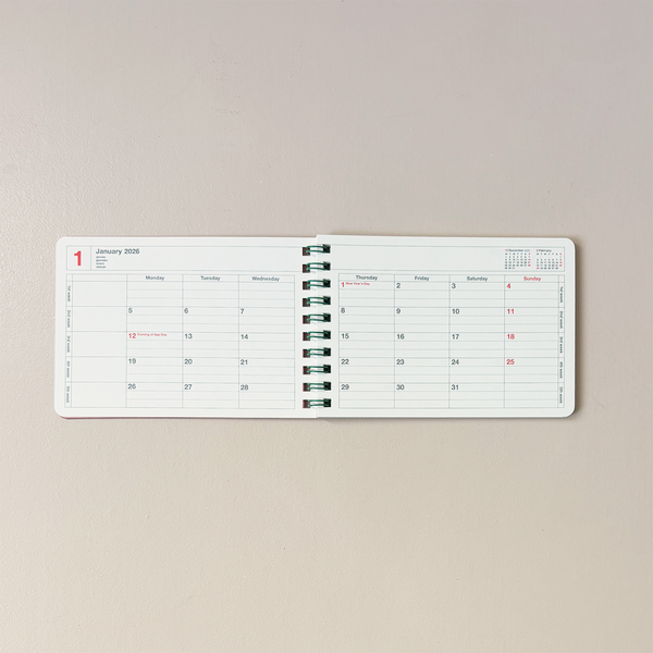 2026 Notebook Calendar Pink