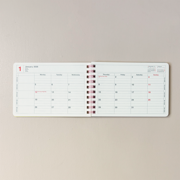 2026 Notebook Calendar Yellow