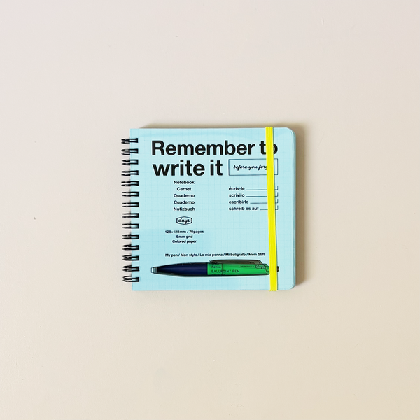 Square Grid Notebook with Pen Slot Blue