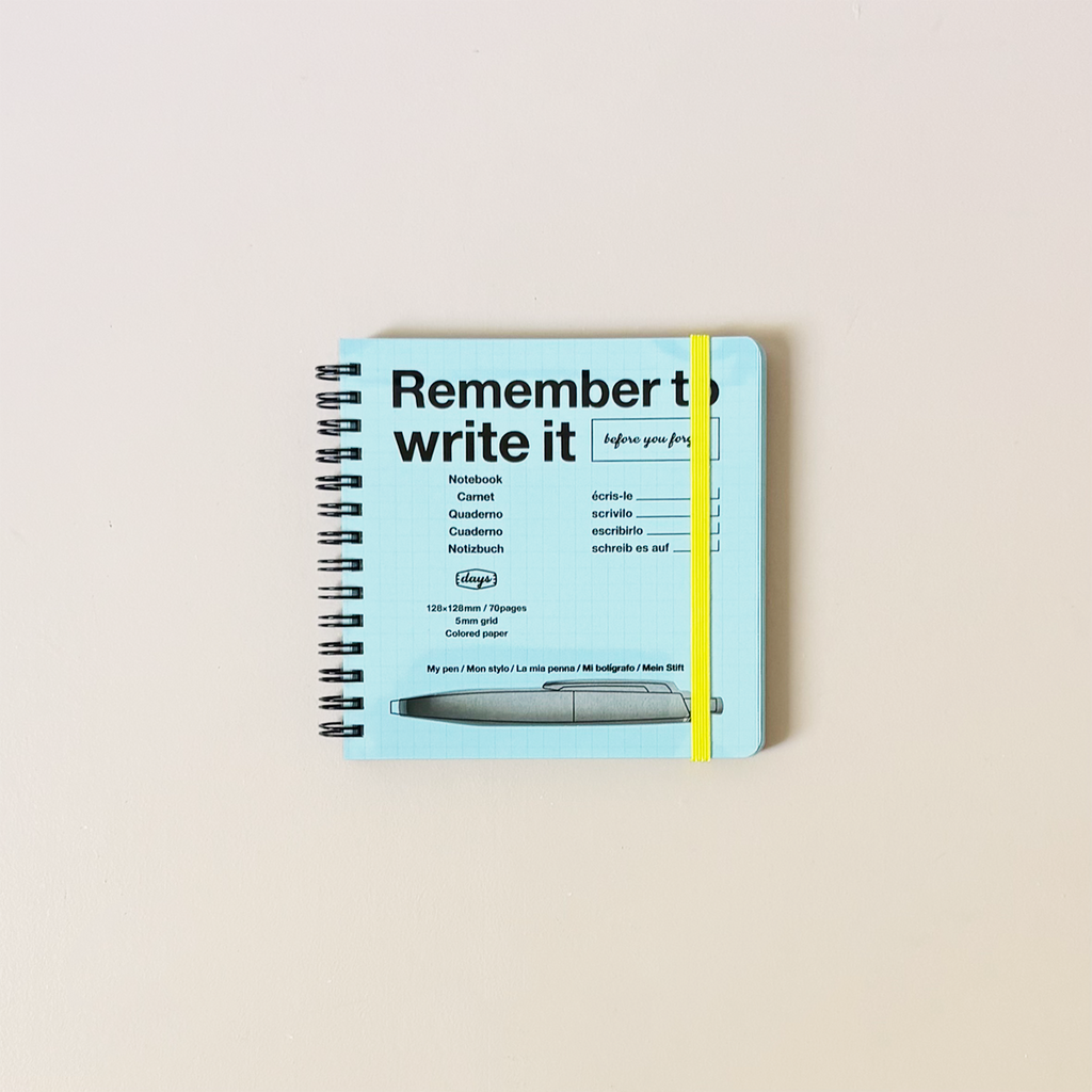 Square Grid Notebook with Pen Slot Blue