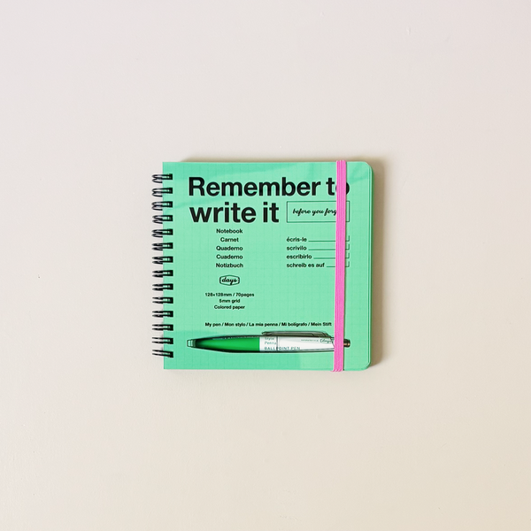 Square Grid Notebook with Pen Slot Green