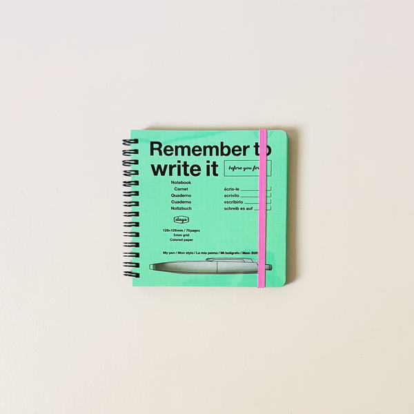 Square Grid Notebook with Pen Slot Green