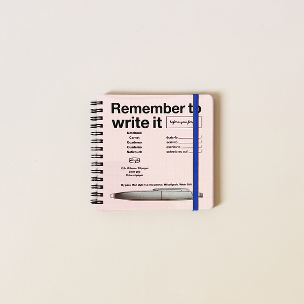 Square Grid Notebook with Pen Slot Pink
