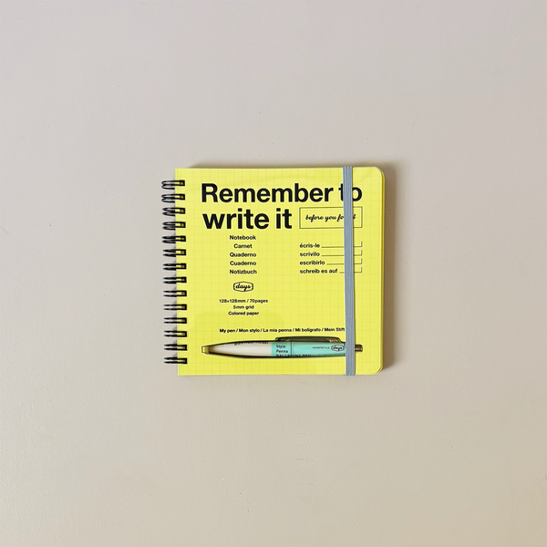 Square Grid Notebook with Pen Slot Yellow