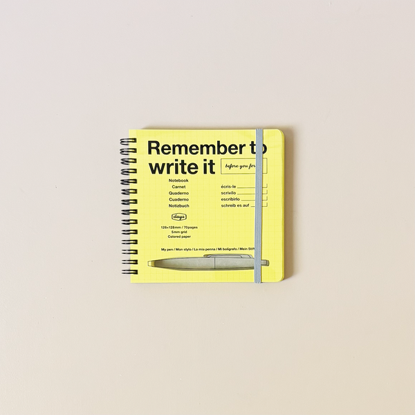 Square Grid Notebook with Pen Slot Yellow