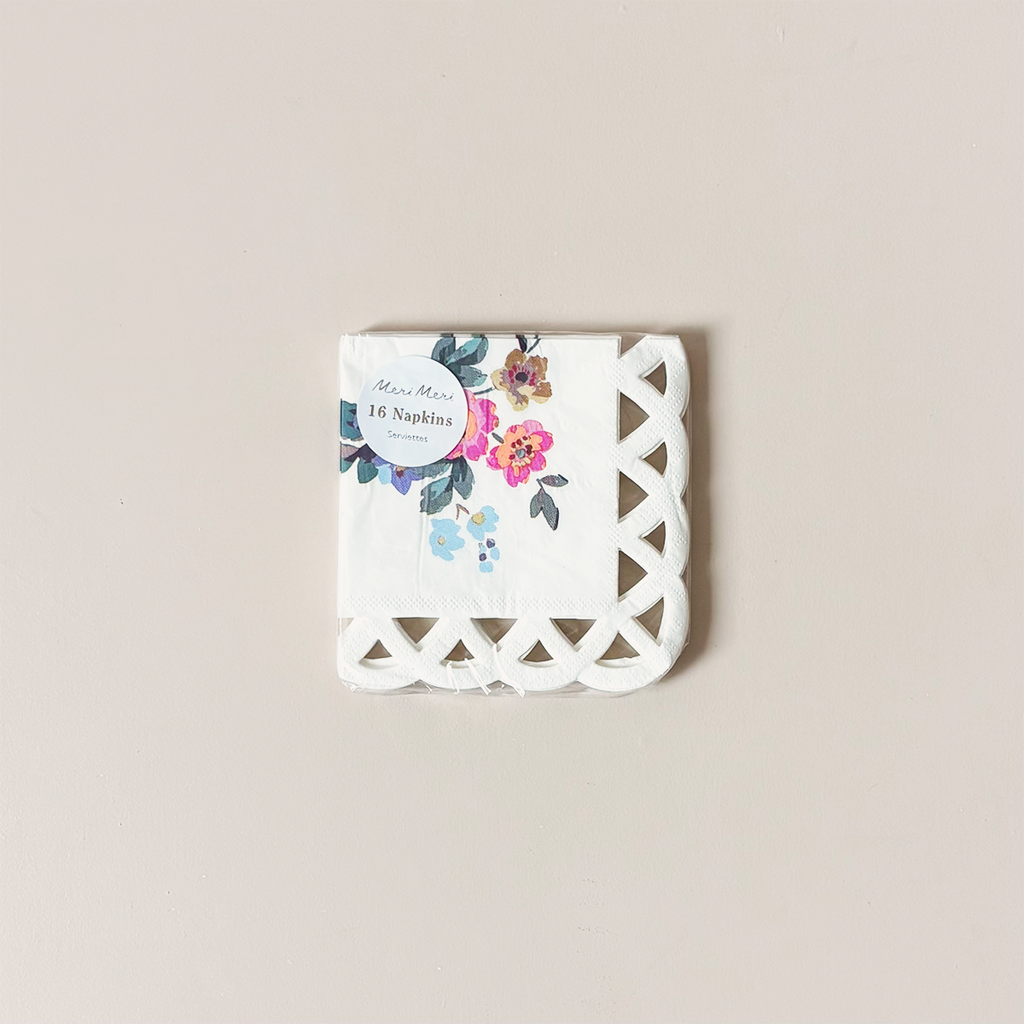 Basketweave Floral Paper Napkins Small
