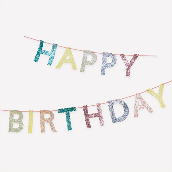 Glitter Fabric Happy Birthday Garland