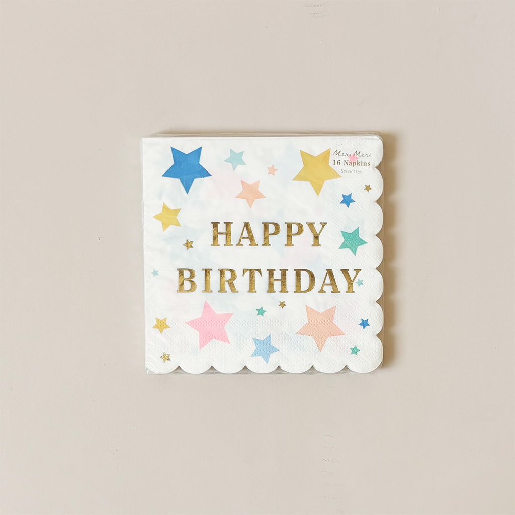 Happy Birthday Stars Paper Napkins Large