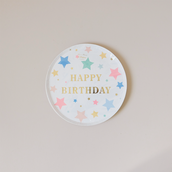 Happy Birthday Stars Paper Plates Small