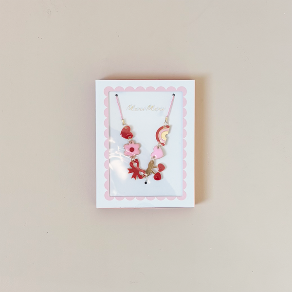 Hearts & Cherries Enamel Charm Necklace