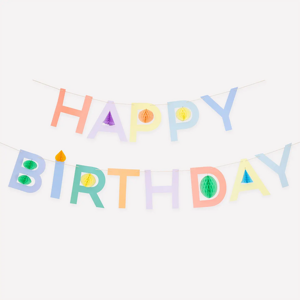 Honeycomb Happy Birthday Garland