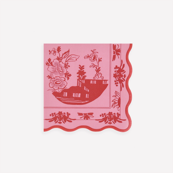 Pink Vintage Botanical Paper Napkins Small