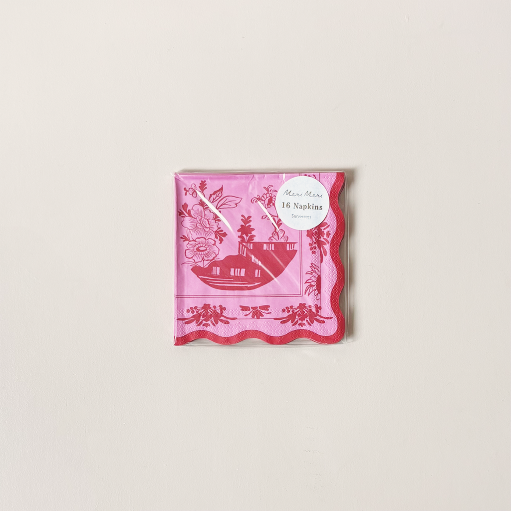 Pink Vintage Botanical Paper Napkins Small