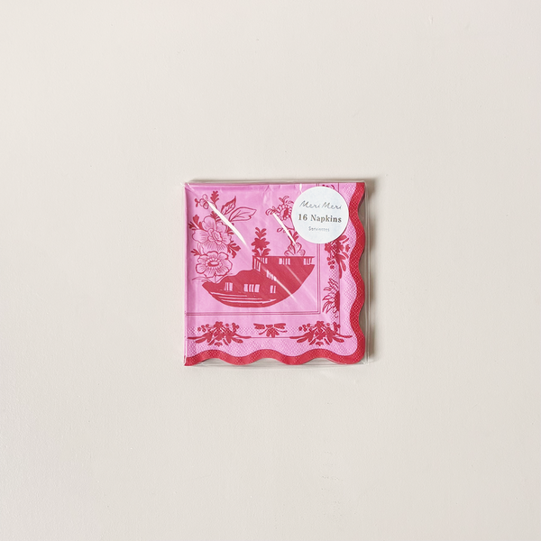 Pink Vintage Botanical Paper Napkins Small