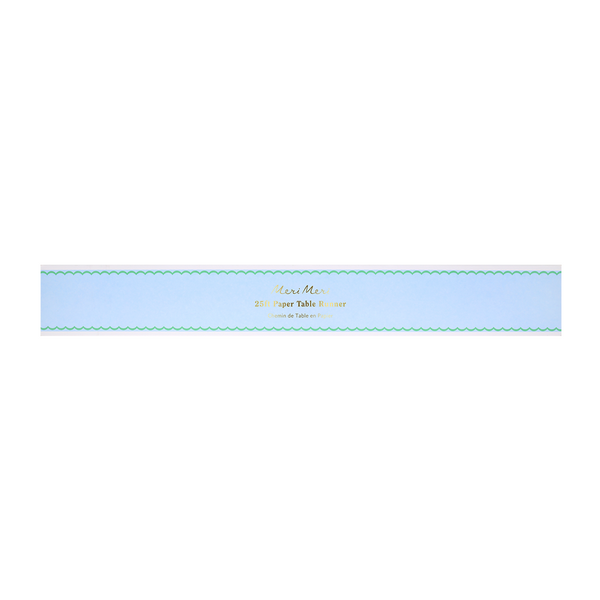 Scalloped Edge Paper Table Runner Blue Green