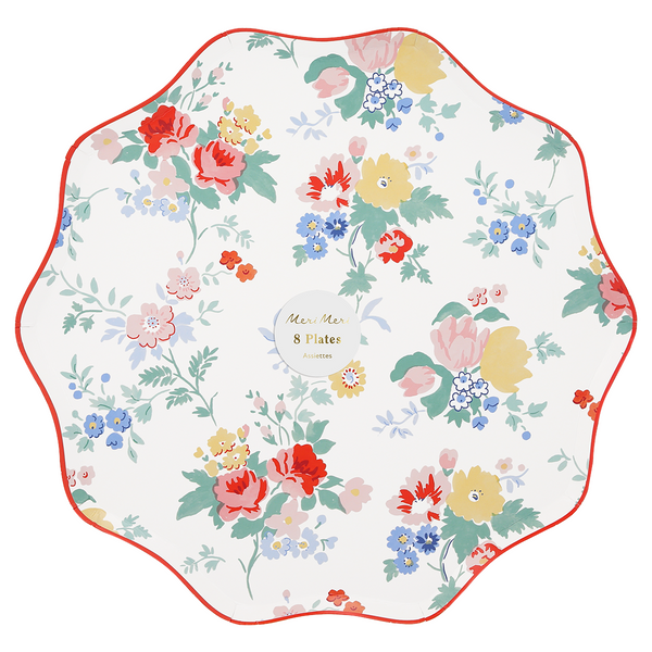 Vintage Floral Paper Plates Large
