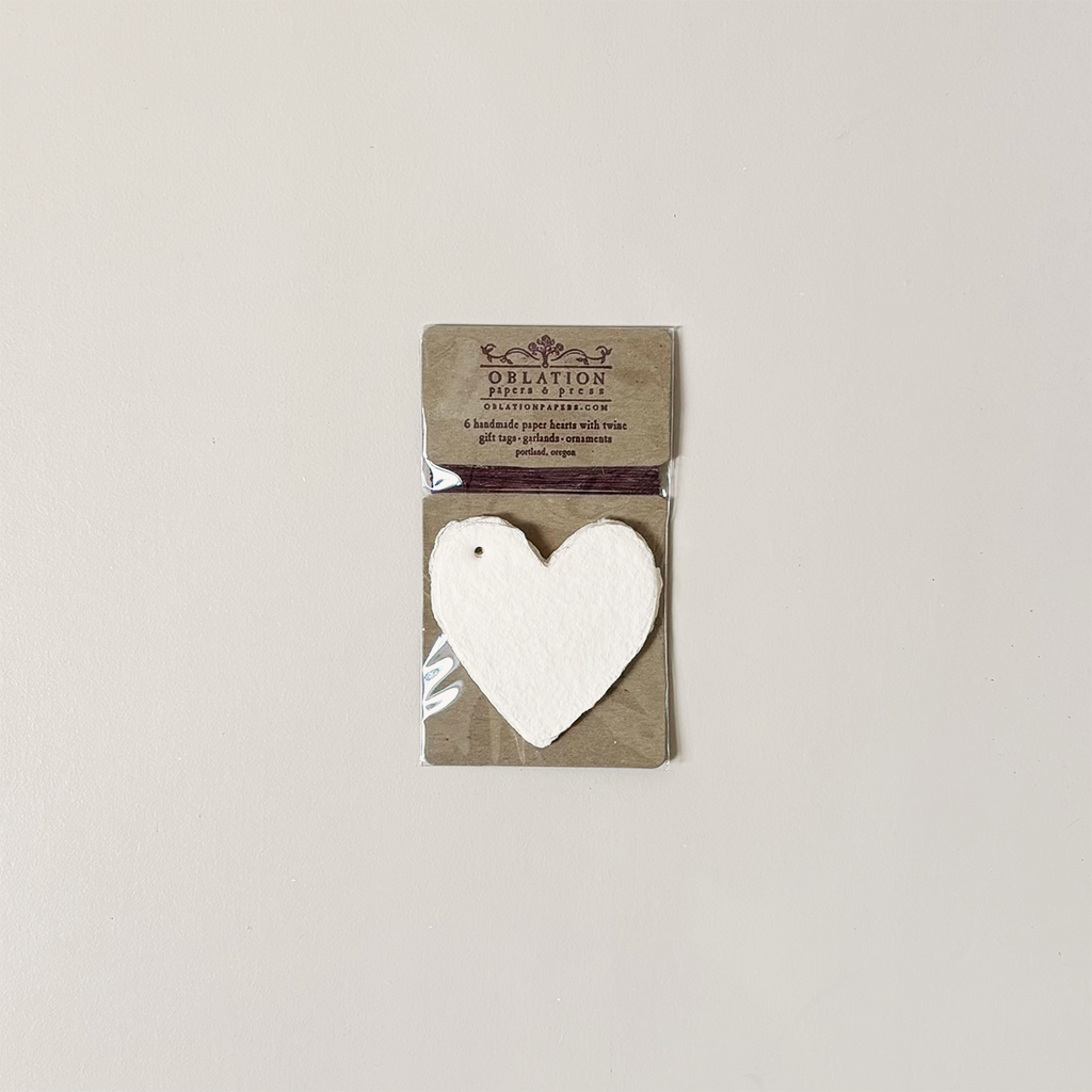 Handmade Paper Heart Gift Tag Set Blush