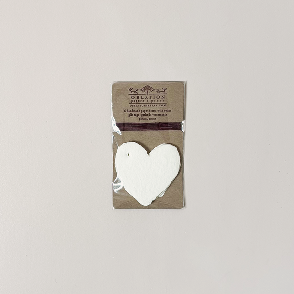 Handmade Paper Heart Gift Tag Set Cream