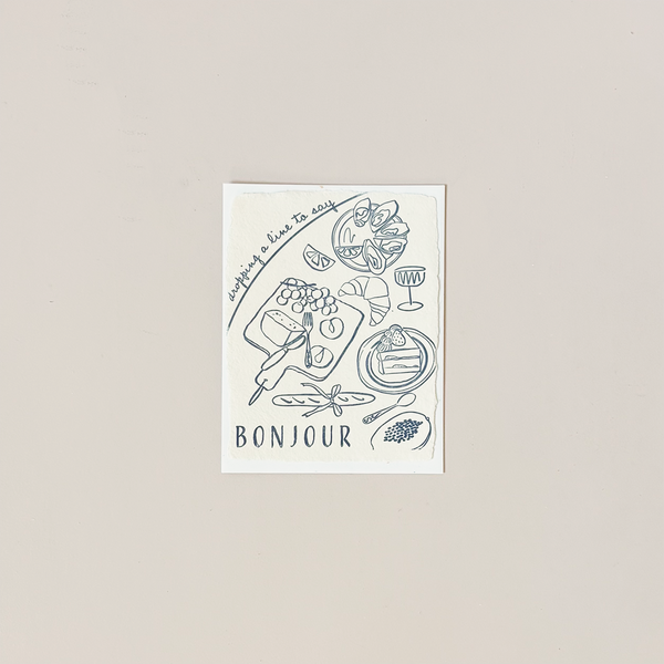 Saying Bonjour Flat Note Card