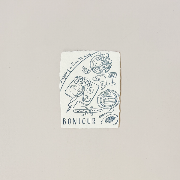 Saying Bonjour Flat Note Card