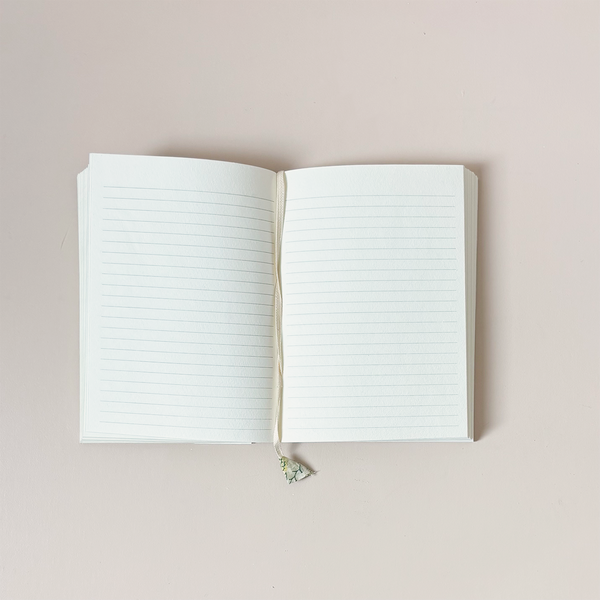 Block Print Lined Notebook Floral Lattice Buttercream