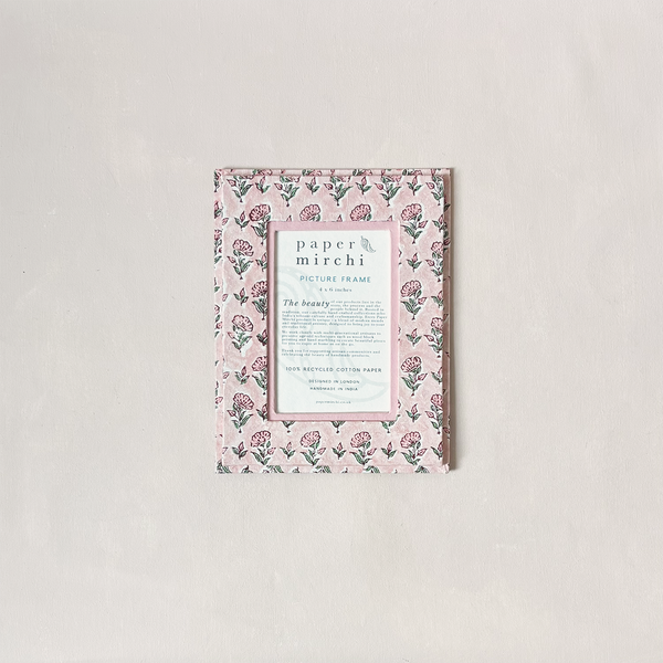 Block Print Picture Frame Floral Blush